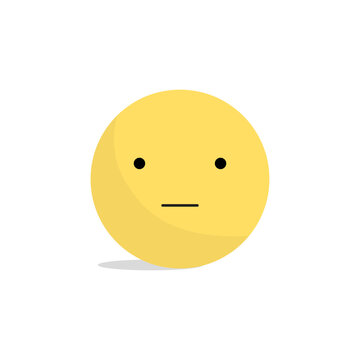 High quality emoticon. Trending emoticon. Straight face emoji with eyes and mouth. Popular chat elements. Yellow face emoji. Vector illustration. Stock image.