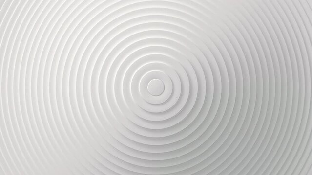 Wave from concentric circles, rings on the surface. Bright, milky radio wave abstract motion background. Seamless loop.
