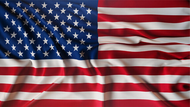 photo american flag waving in blue sky USA Flag