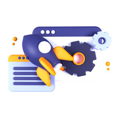 3d illustration optimization object. 3D creative SEO design icon. 3D Rendering.