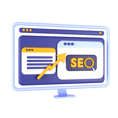 3d illustration SEO search engine omtimation object. 3D creative SEO design icon. 3D Rendering.