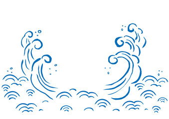 波の手描きイラストテンプレート