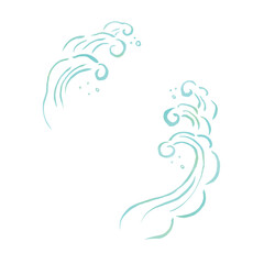 波の手描きイラストテンプレート