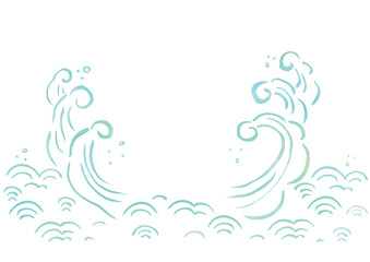 波の手描きイラストテンプレート