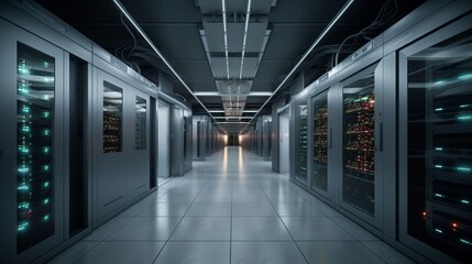 Naklejka premium Data Center with racks (ai generated)