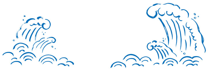 波の手描きイラストテンプレート
