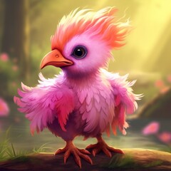 Fototapeta premium Baby Flamingo Chocobo cross (ai generated)