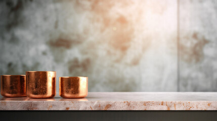 3 Copper Glass on counter bar.