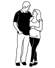 Pregnant Mom Illustration. Pregnant Mom With Her Husband.