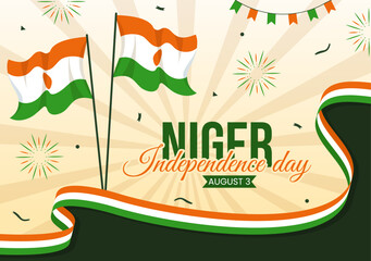 Happy Niger Republic Day Vector Illustration with Waving Flag and Country Public Holiday in Cartoon Hand Drawn Landing Page Background Templates