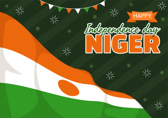 Happy Niger Republic Day Vector Illustration with Waving Flag and Country Public Holiday in Cartoon Hand Drawn Landing Page Background Templates