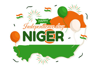 Happy Niger Republic Day Vector Illustration with Waving Flag and Country Public Holiday in Cartoon Hand Drawn Landing Page Background Templates