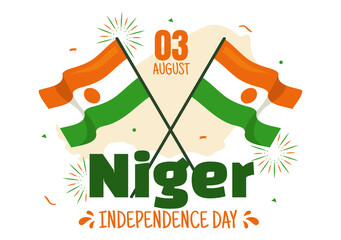 Happy Niger Republic Day Vector Illustration with Waving Flag and Country Public Holiday in Cartoon Hand Drawn Landing Page Background Templates