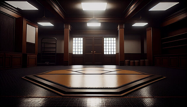 Training red mats and red martial arts Ai generated image