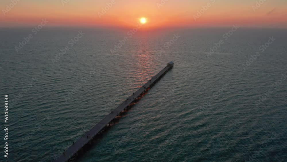 Wall mural adelaide landmark and travel destination largs bay jetty pier at twilight