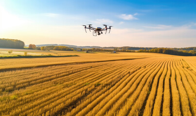 Drone flying over the agricultural land.