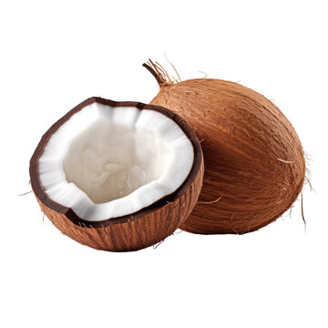 coconut isolated on a transparent background, generative ai