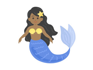 黒人女性の人魚のイラスト