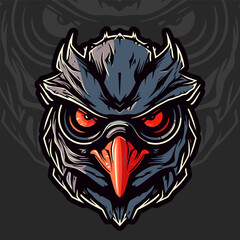 Angry chicken rooster head logo design