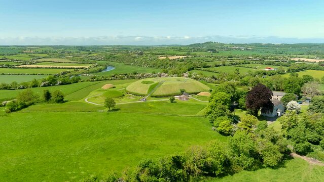 Aerial view of Knowth, the largest, most remarkable ancient monument in Ireland