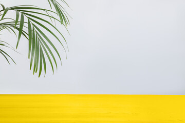 Fototapeta na wymiar Empty yellow wooden surface on white background. Space for text