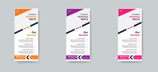 Corporate business dl flyer template and modern square design layout space for photo background vector ads