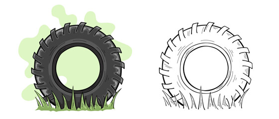 Tractor wheel Vector illustration isolated on white background