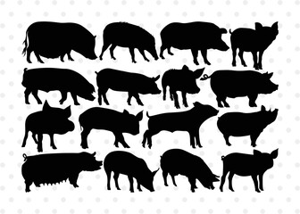 Pig Silhouette, Pig SVG, Hog Svg, Pig Head Svg, Sow Svg, Swine Svg, Pig Bundle, SB00303