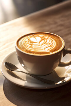 cup of coffee with latte art cappuccino
