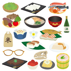 福井県の名物のイラストセット