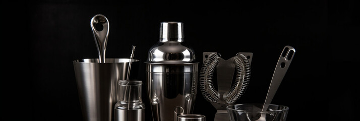 Cocktail tools in a isolated background, Generative AI