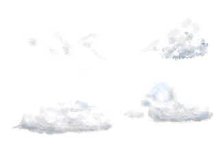 ４種類のリアルな雲のイラスト