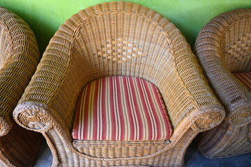 Light brown rattan chairs are durable and sturdy furniture.