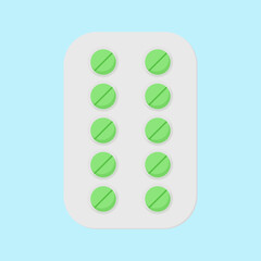 Medicine tablet, pills in pack for treatment or pain relief