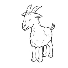 Goat doodle cartoon characters. Best for outline, logo, and coloring book with eid al adha themes
