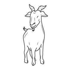 Goat doodle cartoon characters. Best for outline, logo, and coloring book with eid al adha themes