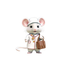 Nurse Mouse is a caring mouse wearing a nurse's uniform and holding a medical bag.