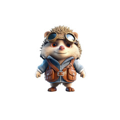 Pilot Hedgehog is an adventurous hedgehog wearing a pilot's uniform and aviator goggles.
