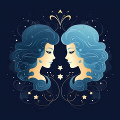 Gemini Zodiac Sign astrological constellation twins. Horoscope sign gemini.