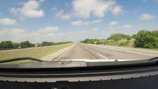 Timelapse or Hyperlapse view of driving on the highway in West Texas, Big Bend Region, I-10