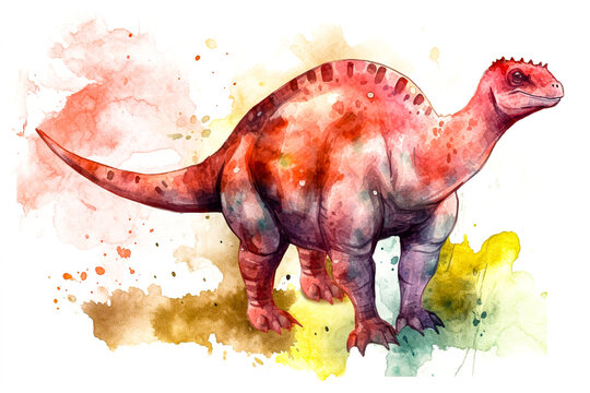 Dinosaur in vibrant watercolor paint splashes ai generation