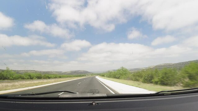 Timelapse or Hyperlapse view of driving on the I-10 highway in West Texas