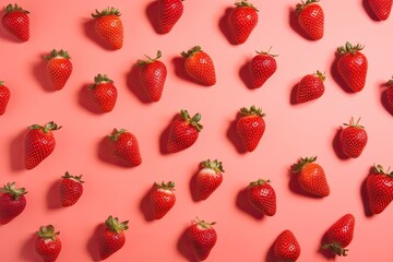 Strawberries on a pink background.