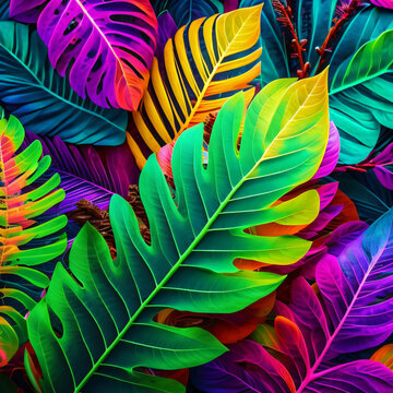 colorful tropical leaf generative ai