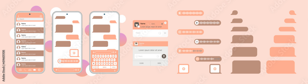 Poster concept of a pop-up message on messenger shows a mobile screen with a chat dialogue box displaying t