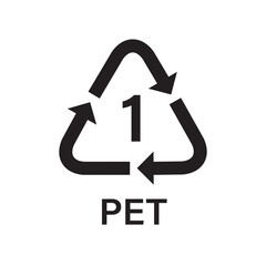 Plastic recycling symbol PET 1 vector icon. Plastic recycling code PET 1.