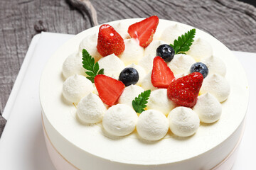 dessert with cream and strawberries