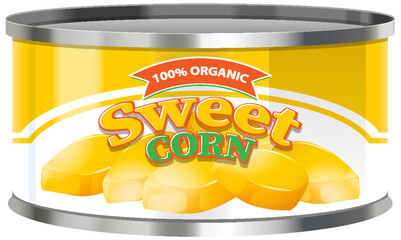 Sweet Corn Food Can Vector