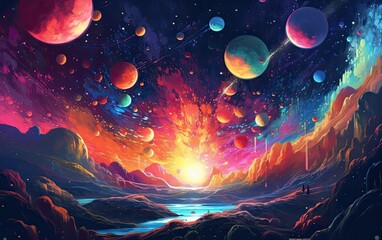 Colorful cosmic delight vibrant and captivating concept art.