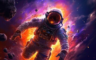 Obraz na płótnie Canvas Lonely Astronaut in deep space.